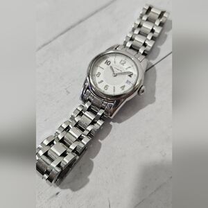 Coach 0256 Date Silver Dial Stainless Steel, Silver Tone Round Watch